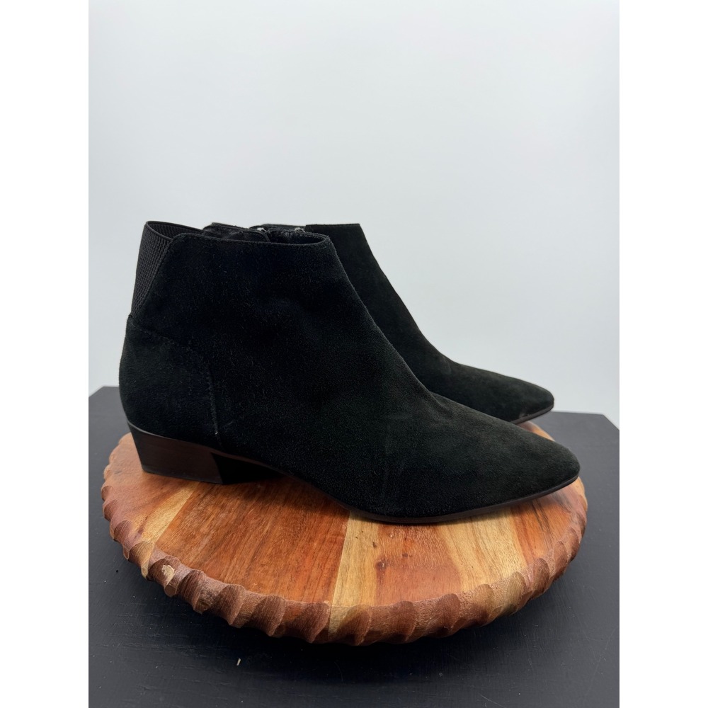 Aquatalia Fuoco Ankle Boot Women 13 Black Suede Pointed Toe Low Block Heel
